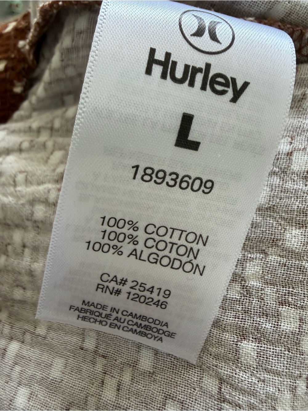 Hurley Women's Chocolate Patterned Wide-Leg Pants 100% Cotton Large - Picture 8 of 10